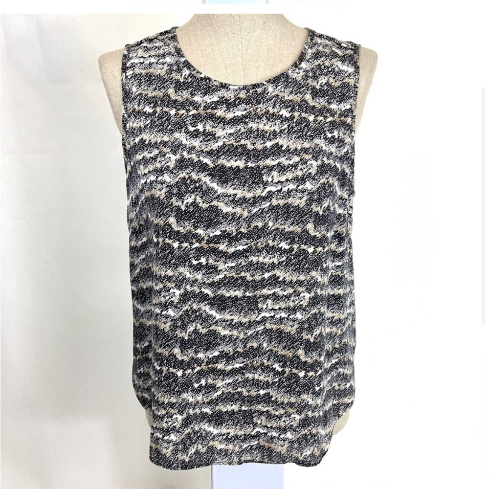 rag & bone Black, White & Tan Textured Sleeveless Knit Top